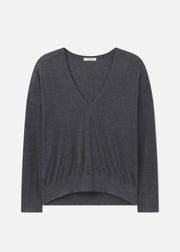 V-Neck Sweater in Fine Cashmere - Grey - CO Collections